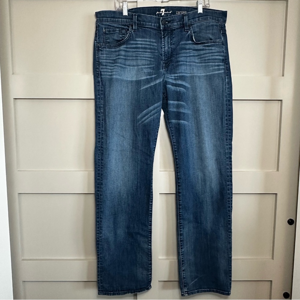 7 For All Mankind Carsen Denim Jeans Straight Leg Distressed Casual Men’s 38